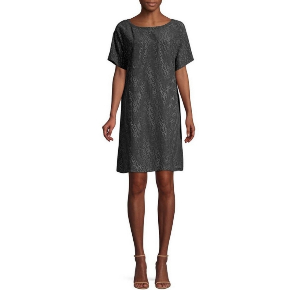 Eileen Fisher Shift Dress Tunic Geometric Lines/Dots. Size: XXS.